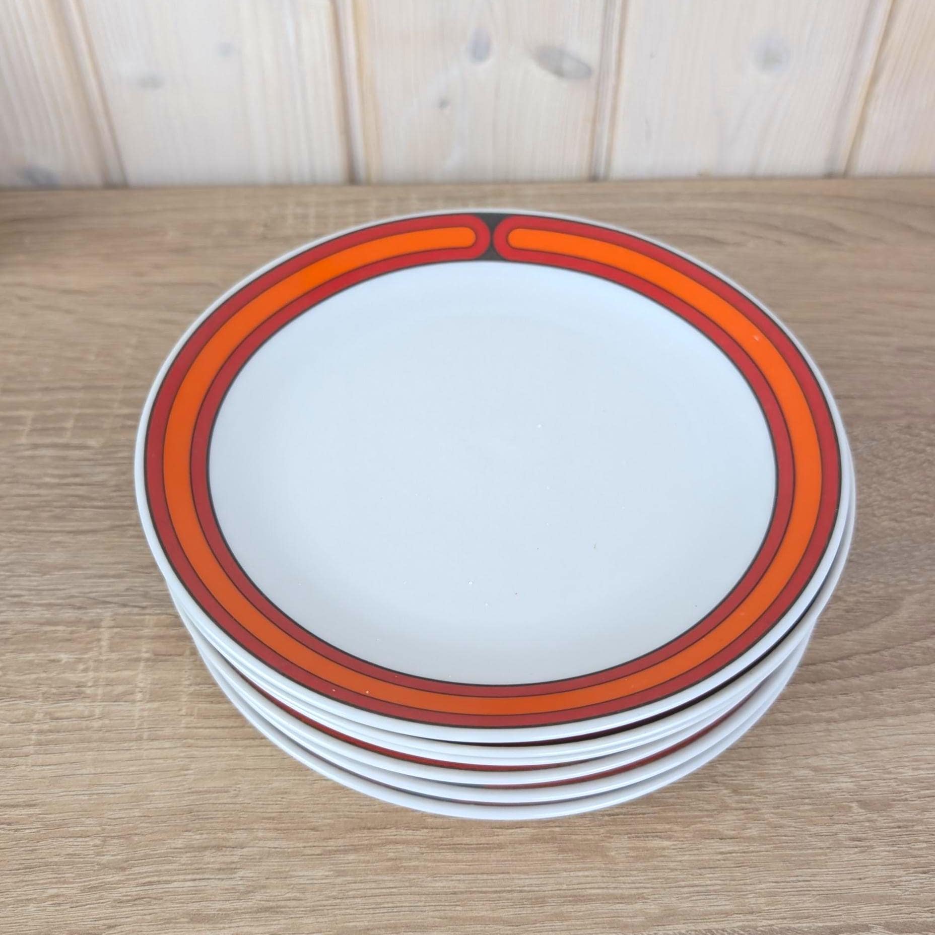 Arzberg Sizilia 3000 Breakfast Plate Set of 6, Hans Theo Baumann, Orange Red, 1970s German Porcelain