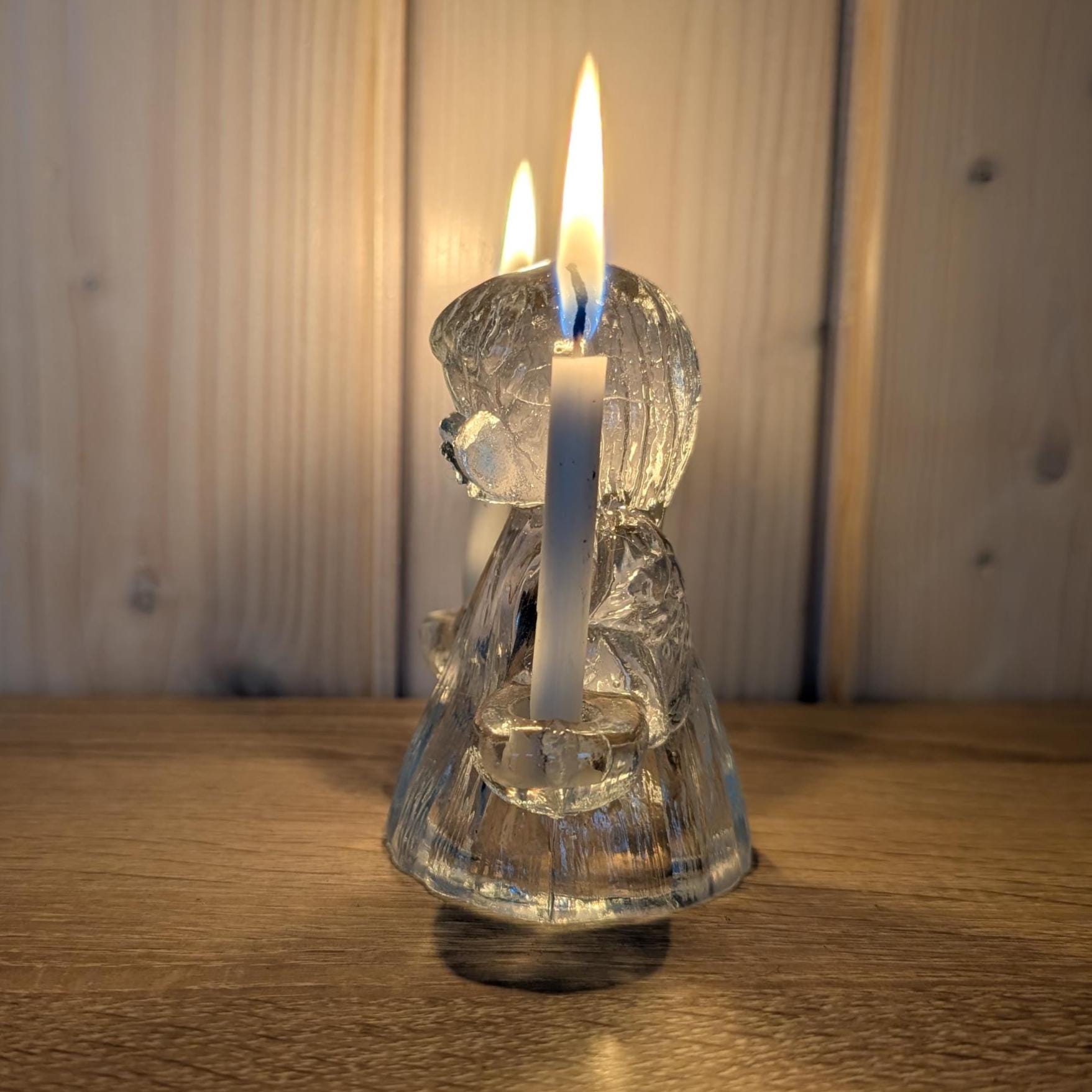 Glass Angel Candle Holder, Goebel Germany, Vintage Christmas Decor, 1980's