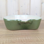 Green Ceramic Apple Baking Dish, Apple Shaped Oven Dish, Glossy Green Glaze, West German Pottery, 1950s