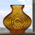 Oberglas Eye Amber Glass Vase Pressed Glass Austria, 1970s