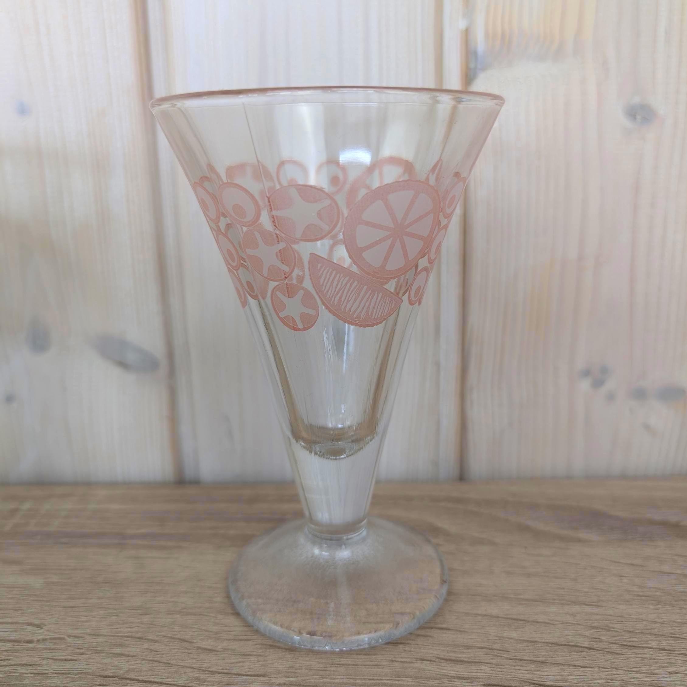 Vintage DDR East German Pastel Citrus Ice Cream Glasses Set of 6, Footed Sundae Glasses Blue Yellow Pink, 1950s 1960s Retro Barware
