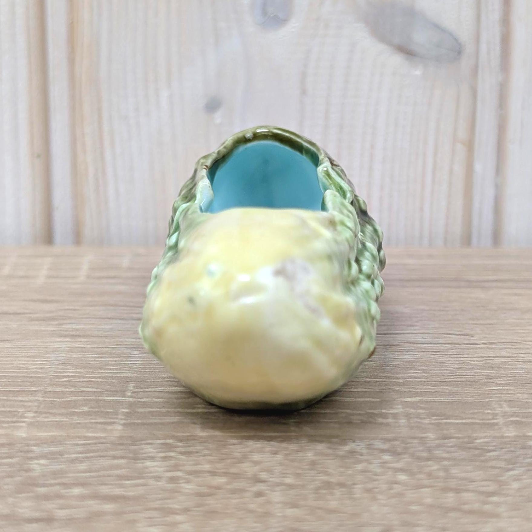 Majolica Cucumber Ashtray Trinket Dish Green Turquoise, 1950s