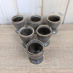 Vintage Grey Stoneware Egg Cups Set of 6, Rustic Ceramic, Mid Century Tableware