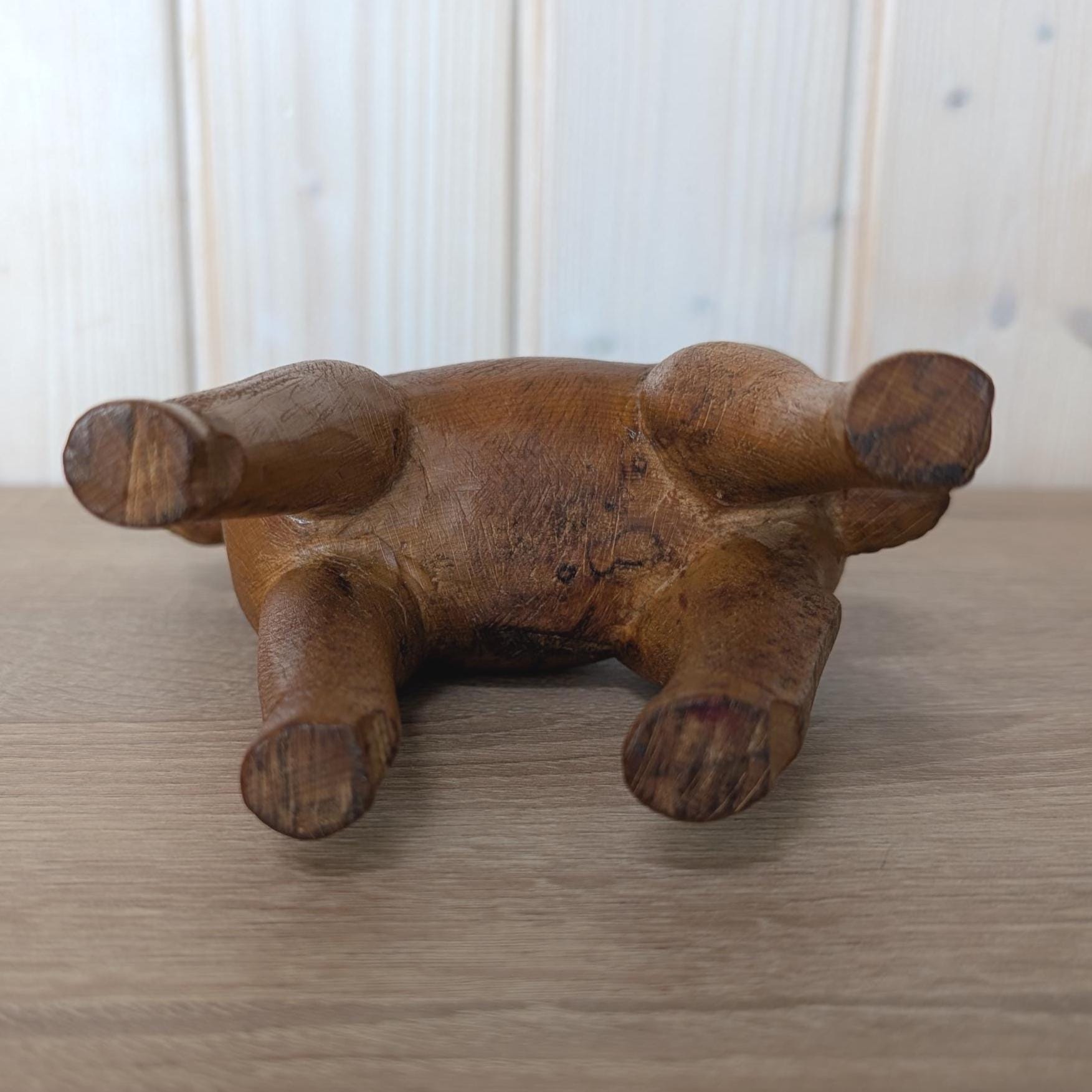 Vintage Unique Hand-Carved Wooden Horse Figurine, Scandinavian Folk Art Style, 1950s–1970s Rustic Decor