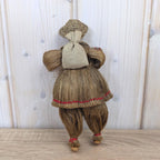 Polish Sisal Folk Doll Set of 3, Mother with Girl and Boy, PRL State Craft, Hand Made Poland, Folk Art, 1960s 1970s