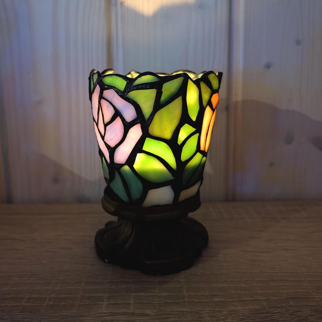Partylite Mosaic Rose Candle Holders Set of 2, Romantic Stained Glass, Cozy Floral Home Decor, Gift for Her
