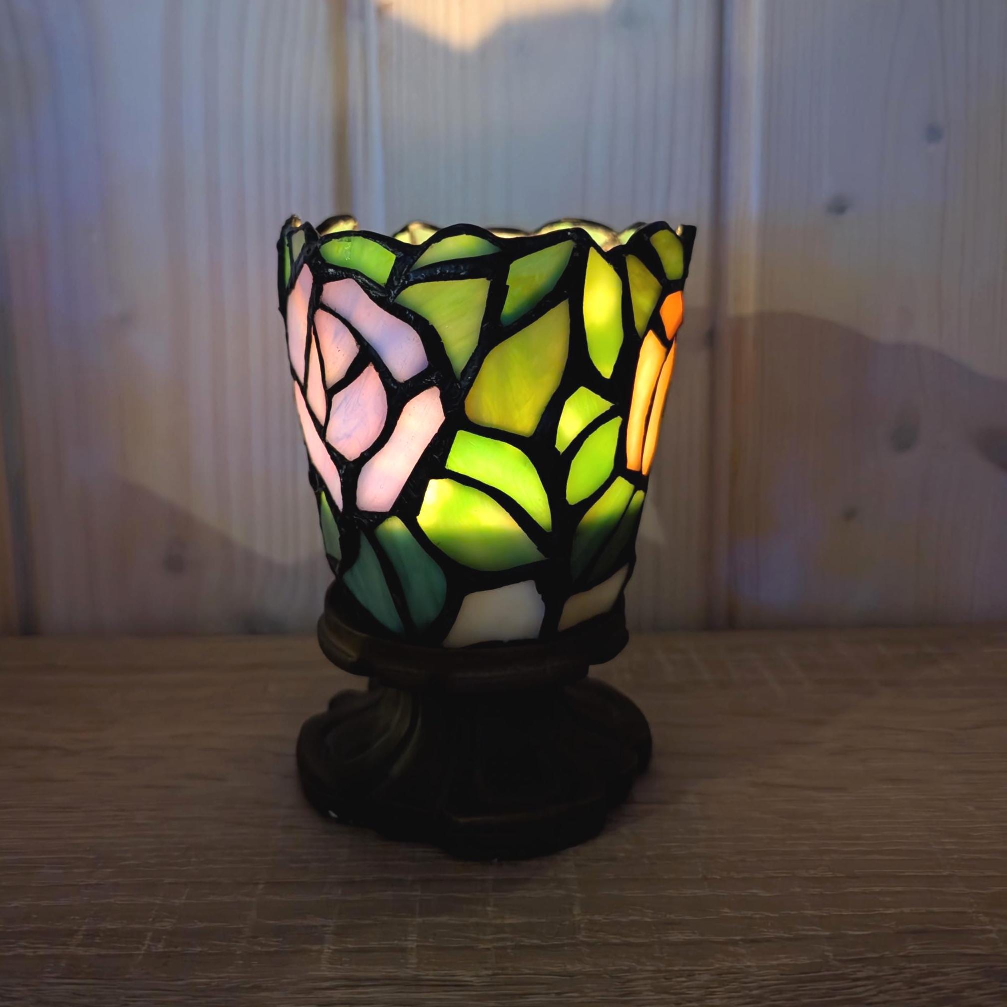 Partylite Mosaic Rose Candle Holders Set of 2, Romantic Stained Glass, Cozy Floral Home Decor, Gift for Her