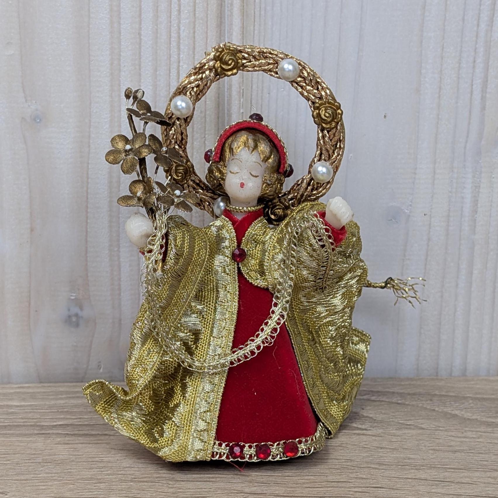 Vintage Koestel Angel Collection, Germany, Christmas Figurines, Brocade, Mid Century