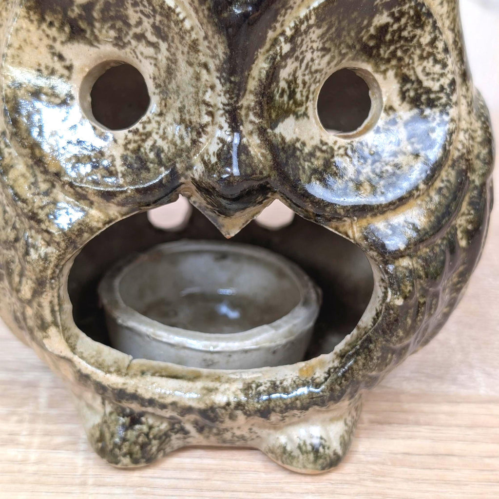 Vintage Ceramic Owl Tealight Lantern, Handmade Studio Pottery, Hanging Candle Holder, 1970s