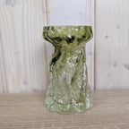 Vintage salbei green glass vase candleholder, Ingrid Glas, textured art glass, Germany, 1970s
