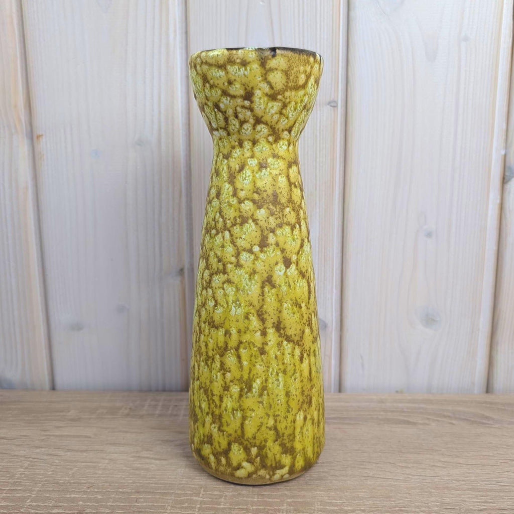 Scheurich 520-22 Fat Lava Vase, Yellow Ochre Volcanic Glaze, West German Pottery, 1960s