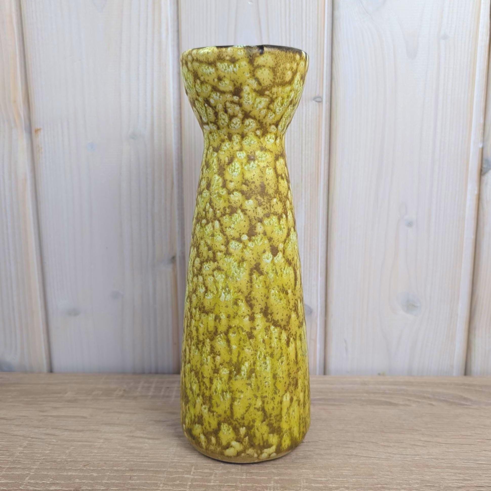 Scheurich 520-22 Fat Lava Vase, Yellow Ochre Volcanic Glaze, West German Pottery, 1960s