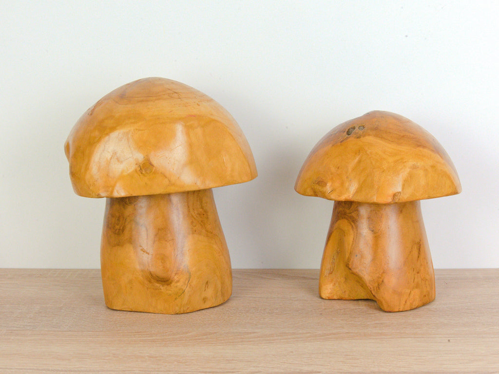 Set of Wooden Mushrooms - Vintage