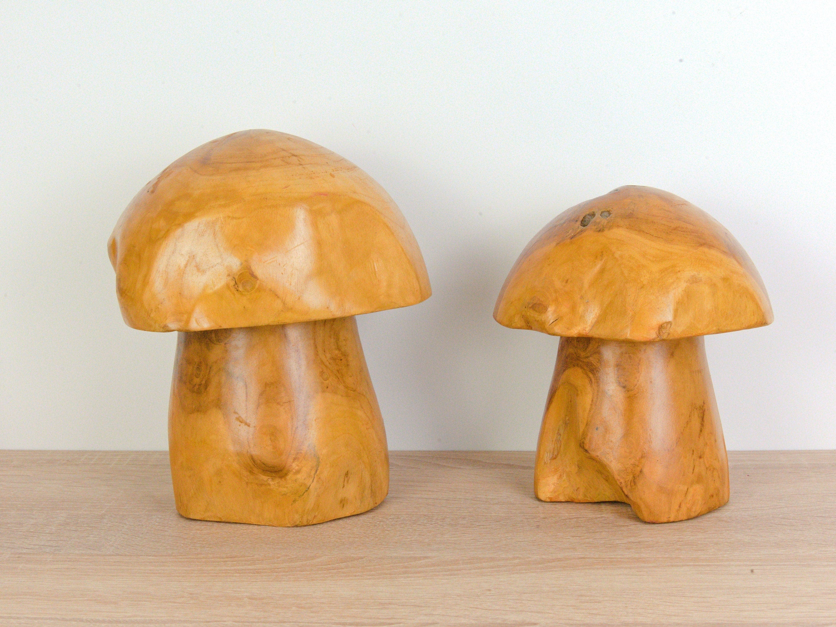 Set of Wooden Mushrooms - Vintage