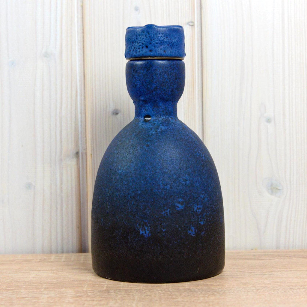 Ruscha 312 Vintage West German Pottery Jug with Stopper, Mid Century Blue Ceramic Bottle Vase