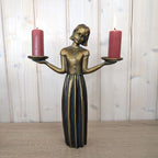 Art Nouveau Vintage Girl Candle Holder Figurine, Ceramic, 1960s