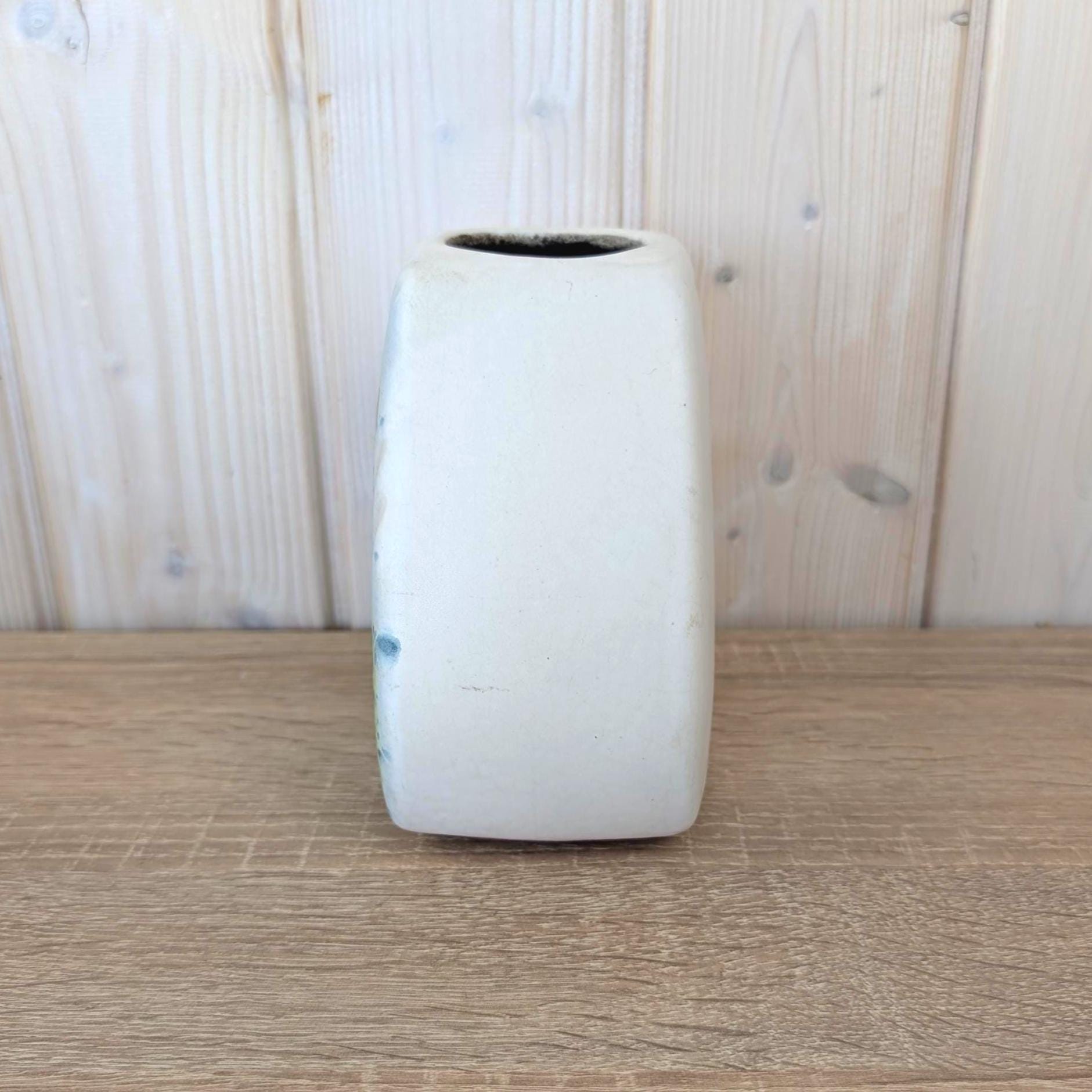 West German Pottery Vase Lava Glaze Cream Blue Green, 652/15, 1960s