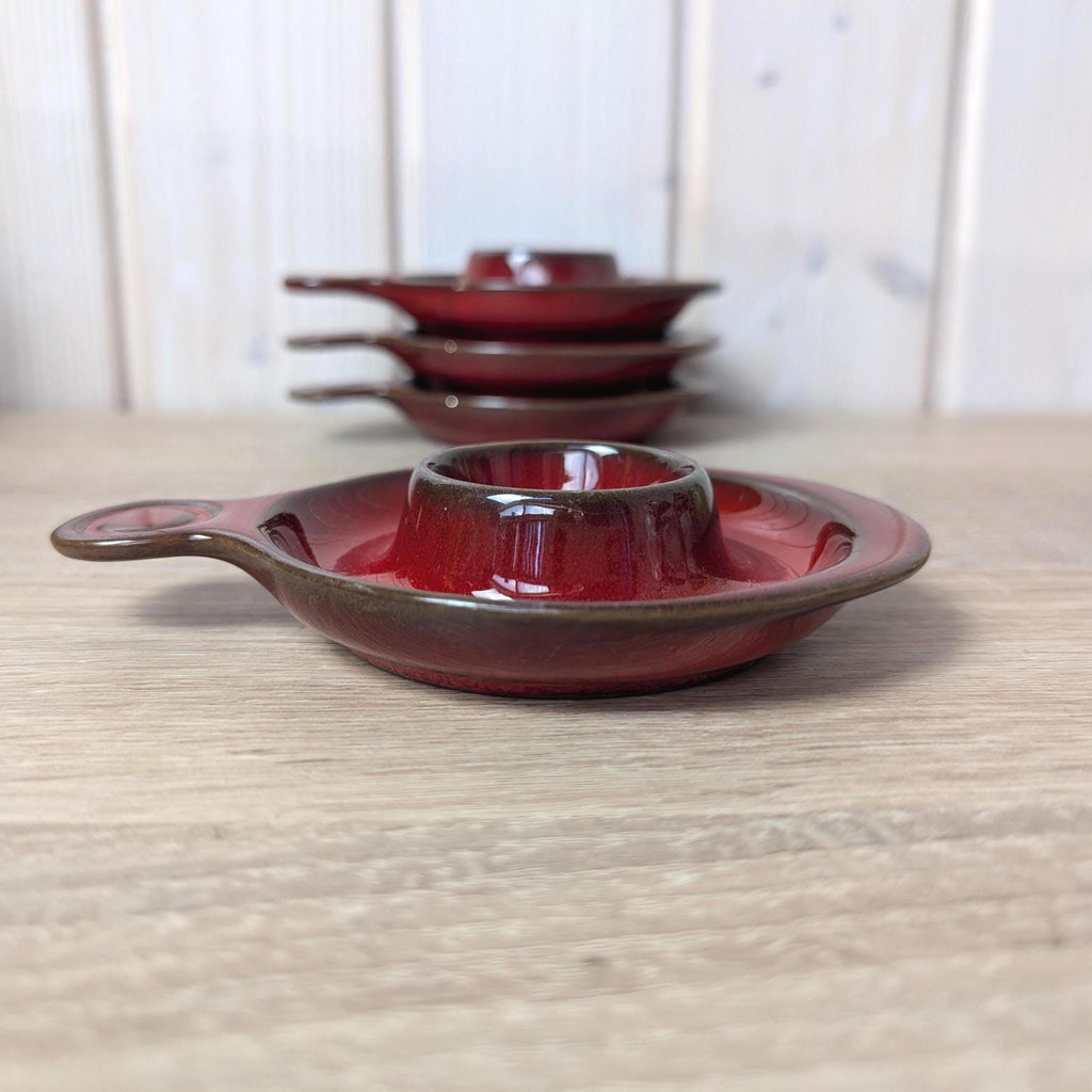 Vintage Rastal Red Glazed Ceramic Egg Cups, Set of 4, Mid Century