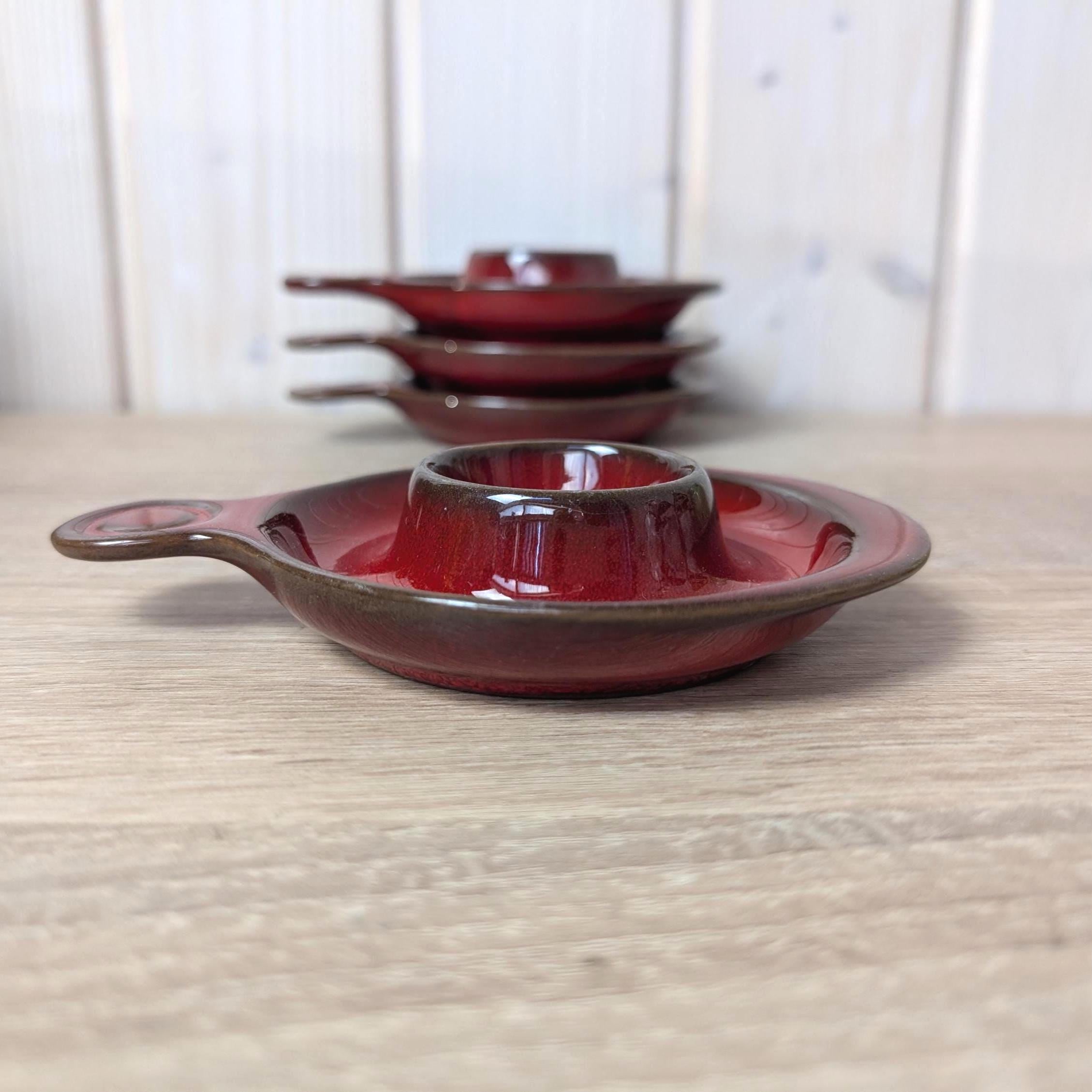 Vintage Rastal Red Glazed Ceramic Egg Cups, Set of 4, Mid Century