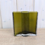 Vintage Nanny Still Riihimäki Olive Green Glass Vase, Finnish Art Glass, 1960s