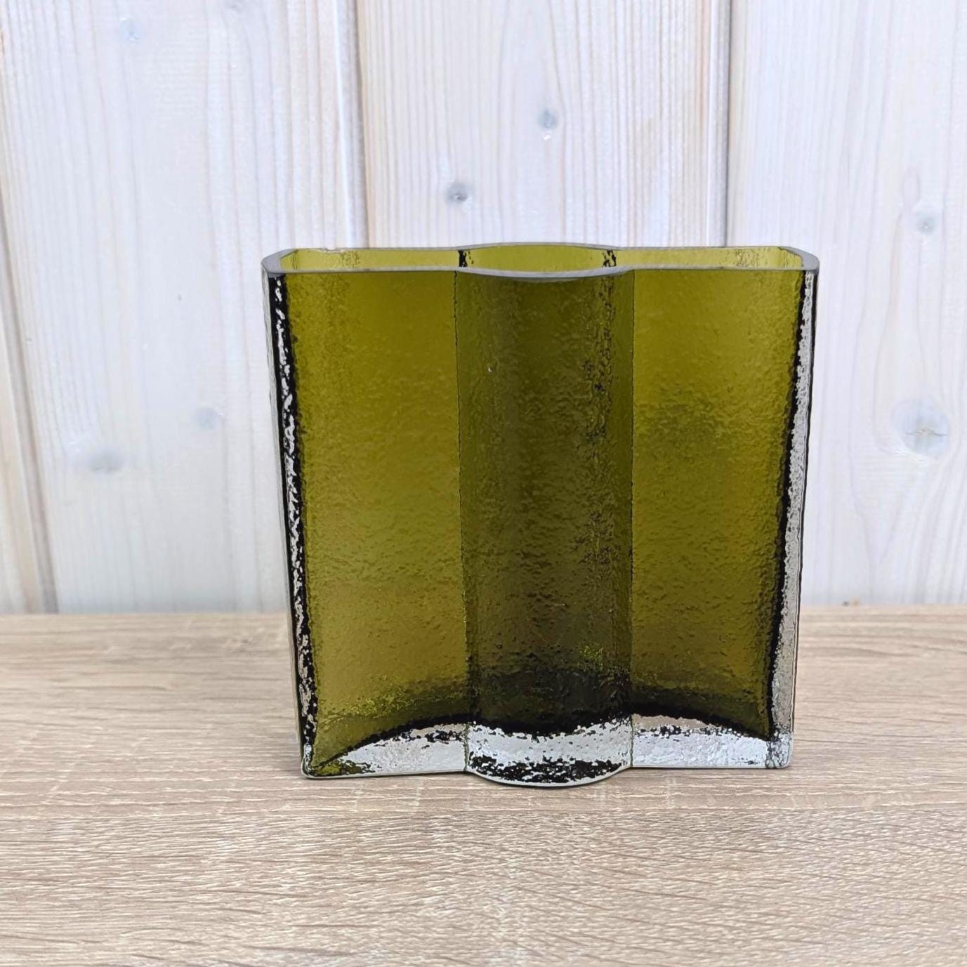 Vintage Nanny Still Riihimäki Olive Green Glass Vase, Finnish Art Glass, 1960s