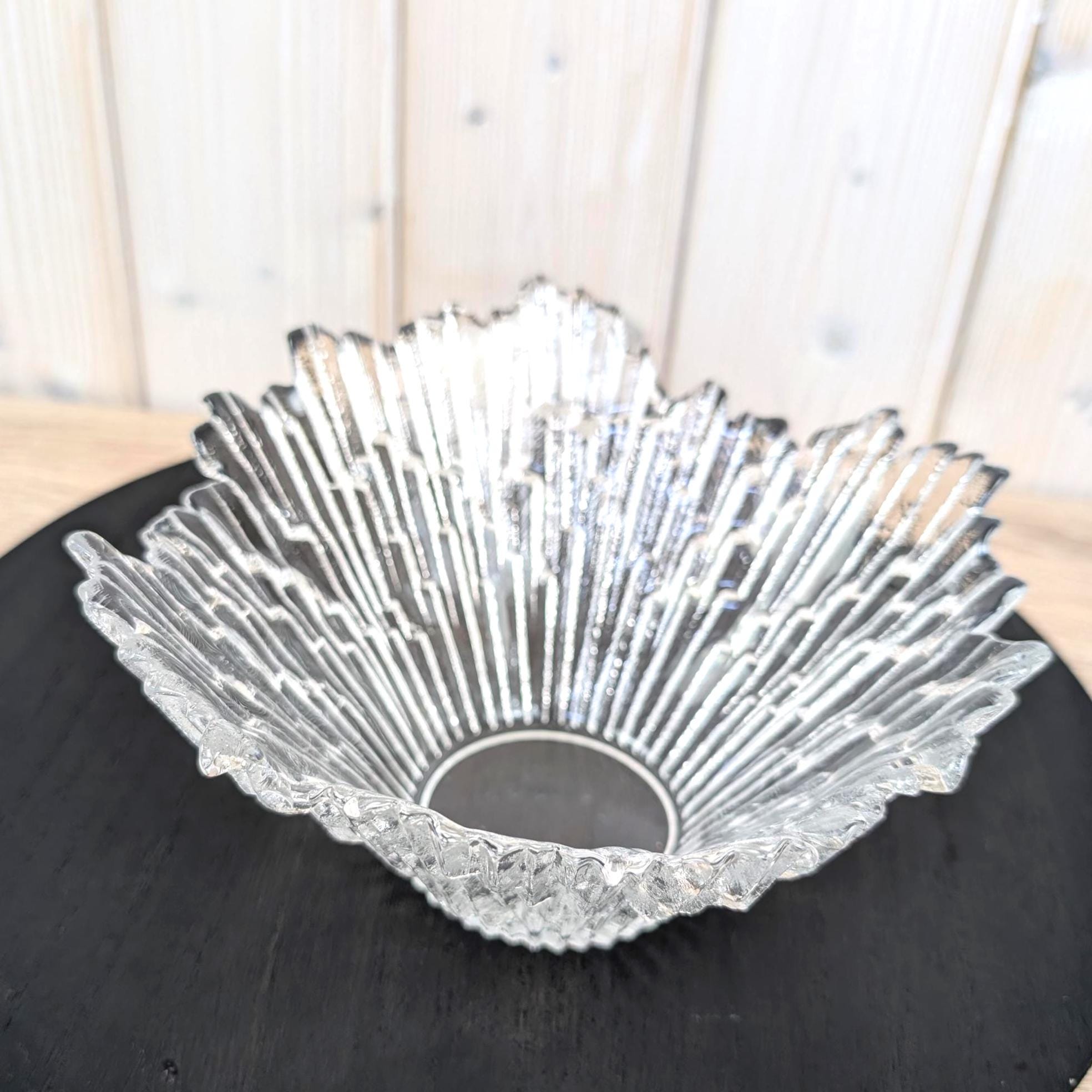 Vintage Humppila Revontulet Glass Bowl, Northern Lights, Tauno Wirkkala, Finland, 1970s