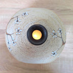 Handpainted Ceramic Tealight Holder Vase, Sgrafo Germany, Vintage 1970s