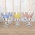 Vintage DDR East German Pastel Citrus Ice Cream Glasses Set of 6, Footed Sundae Glasses Blue Yellow Pink, 1950s 1960s Retro Barware