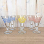 Vintage DDR East German Pastel Citrus Ice Cream Glasses Set of 6, Footed Sundae Glasses Blue Yellow Pink, 1950s 1960s Retro Barware