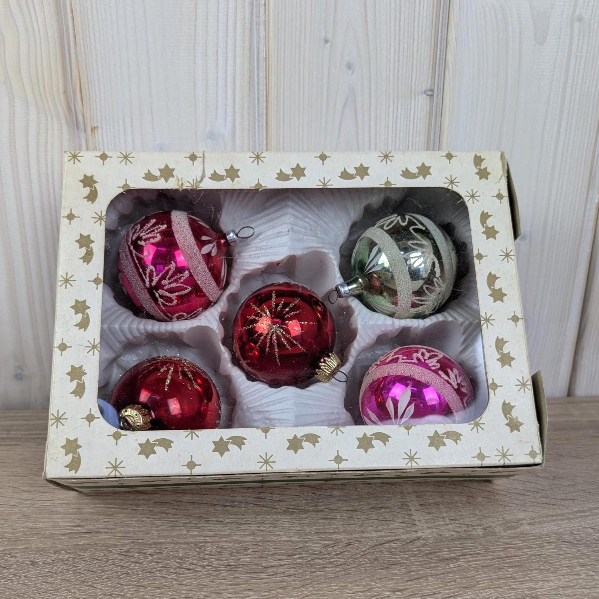 Mixed Vintage German Christmas Ornaments Set, Glass Baubles, Martin Ziegler Stuttgart, Circa 1970
