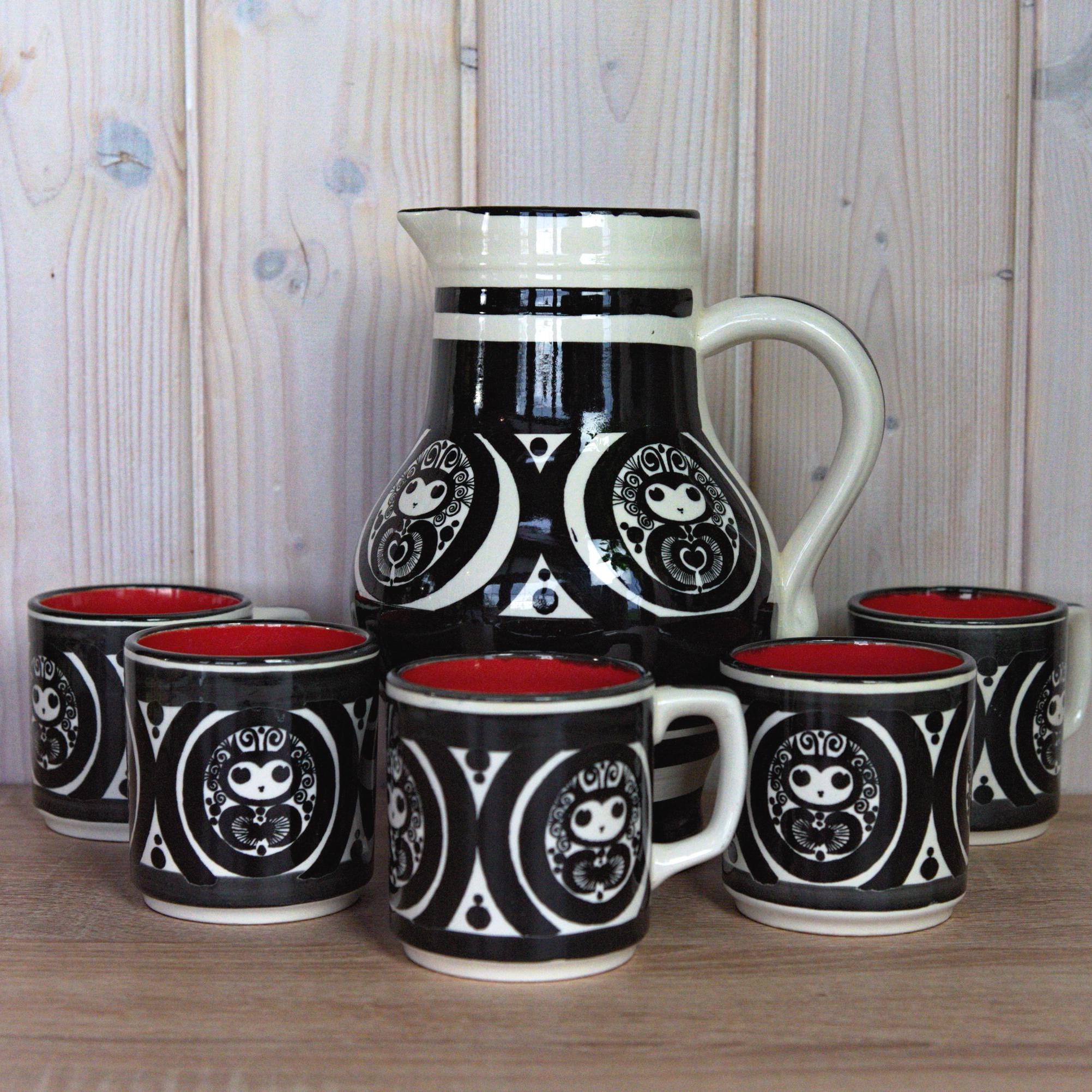 Mon Amour Schramberg Pitcher with Six Cups Germany Vintage