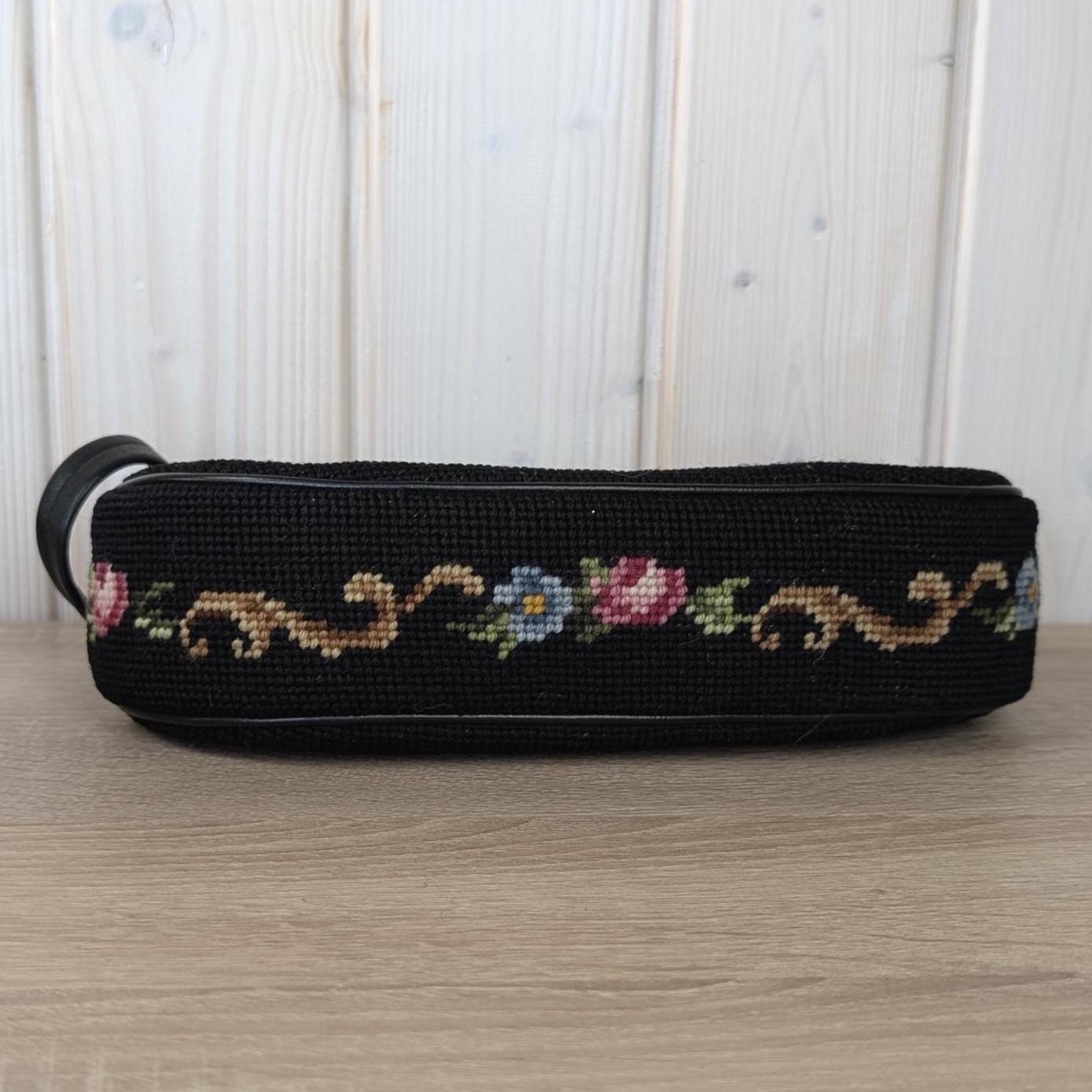 Vintage floral gobelin handbag, petit point tapestry purse, European evening bag, 1950s