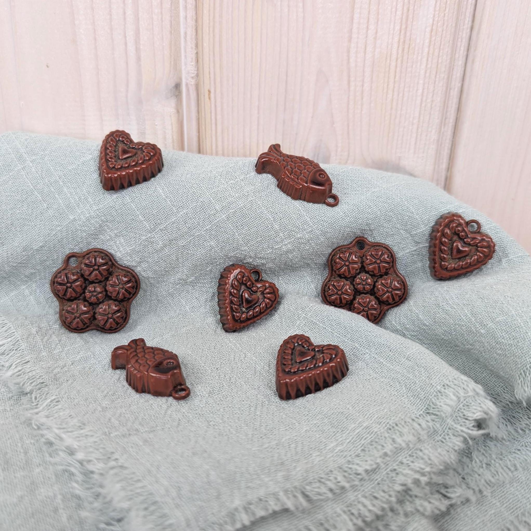 Vintage Bodo Hennig Miniature Copper Baking Molds, 1:12 Dollhouse Kitchen Accessories, West Germany