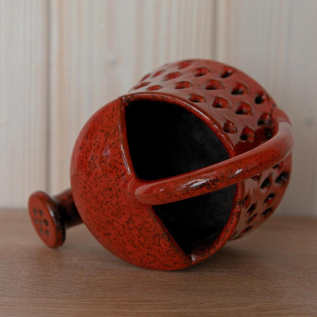 Fratelli Fanciullacci Red Ceramic Watering Can Vase, Mid-Century Italian Pottery