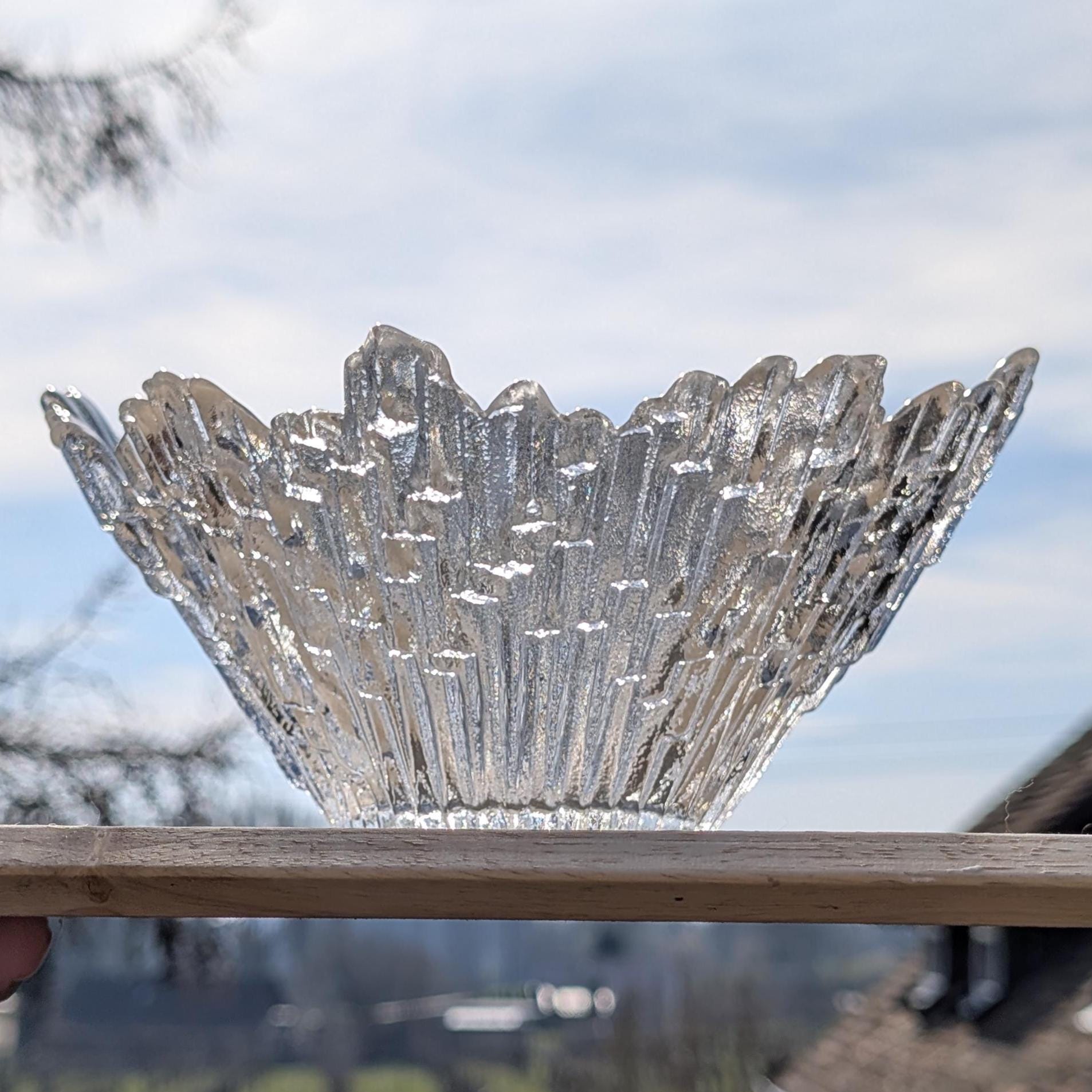 Vintage Humppila Revontulet Glass Bowl, Northern Lights, Tauno Wirkkala, Finland, 1970s