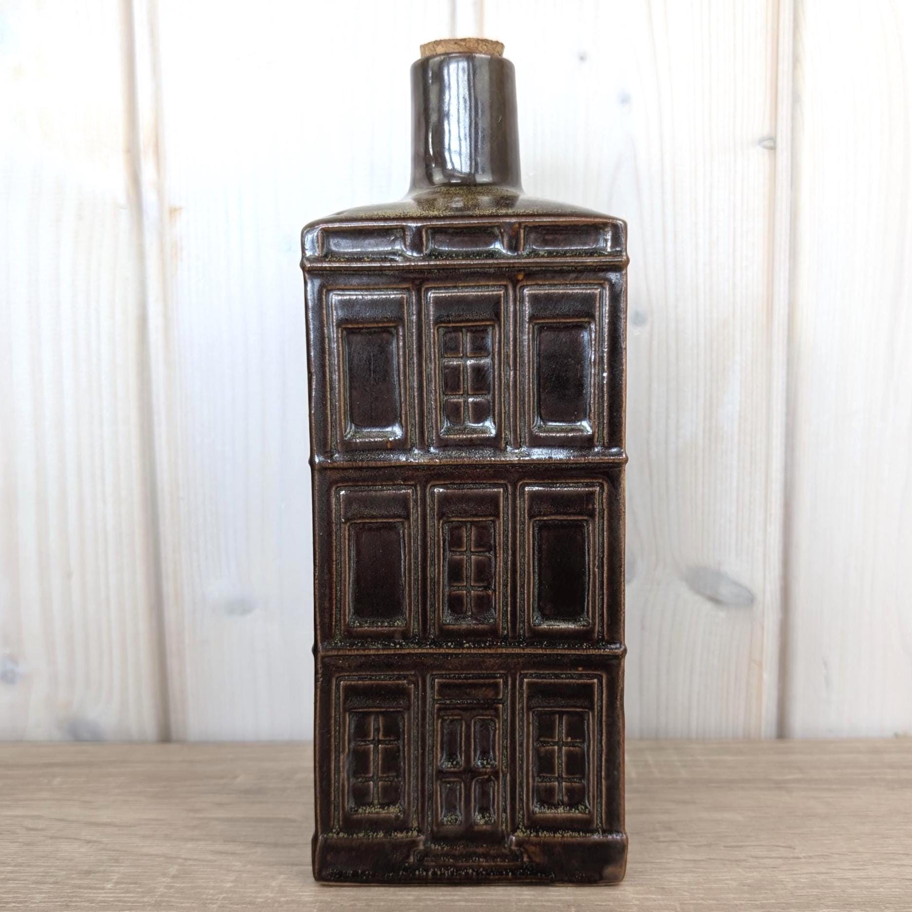 Vintage Ceramic Lighthouse Bottle Kap Arkona 1989, East German DDR Pottery Decanter Schinkelturm Rügen, Collectible Souvenir Vase with Cork