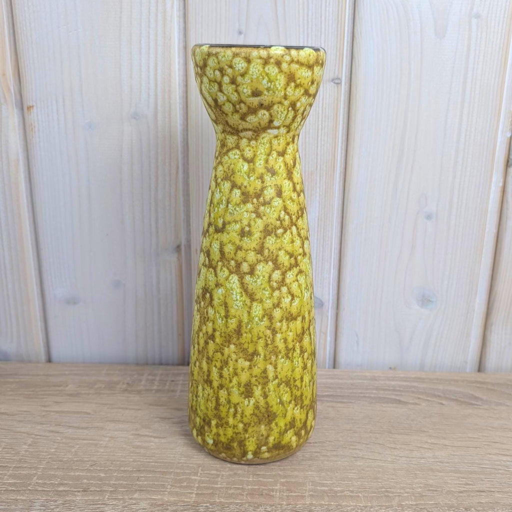 Scheurich 520-22 Fat Lava Vase, Yellow Ochre Volcanic Glaze, West German Pottery, 1960s