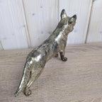 Vintage Brass German Shepherd Figurine, Solid Brass Dog Sculpture, Hand Cast, 1970s
