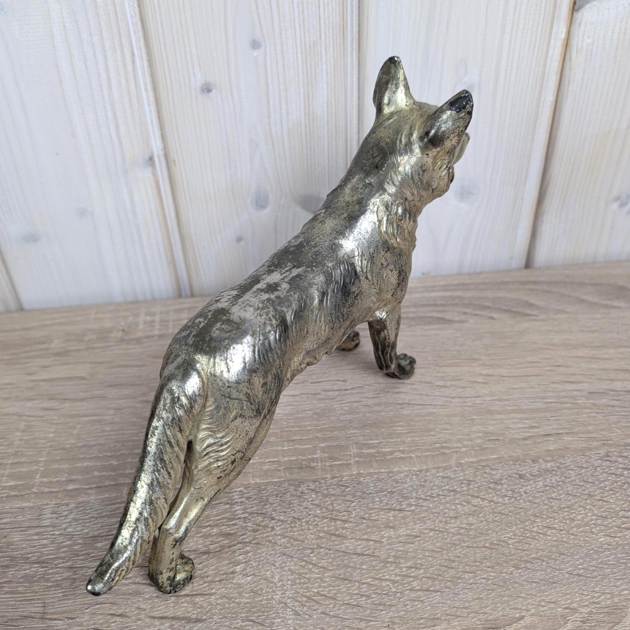 Vintage Brass German Shepherd Figurine, Solid Brass Dog Sculpture, Hand Cast, 1970s
