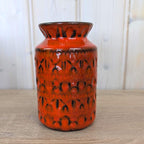 Bay Keramik Relief Vase 503-14, Red Orange Black, West Germany, 1960s