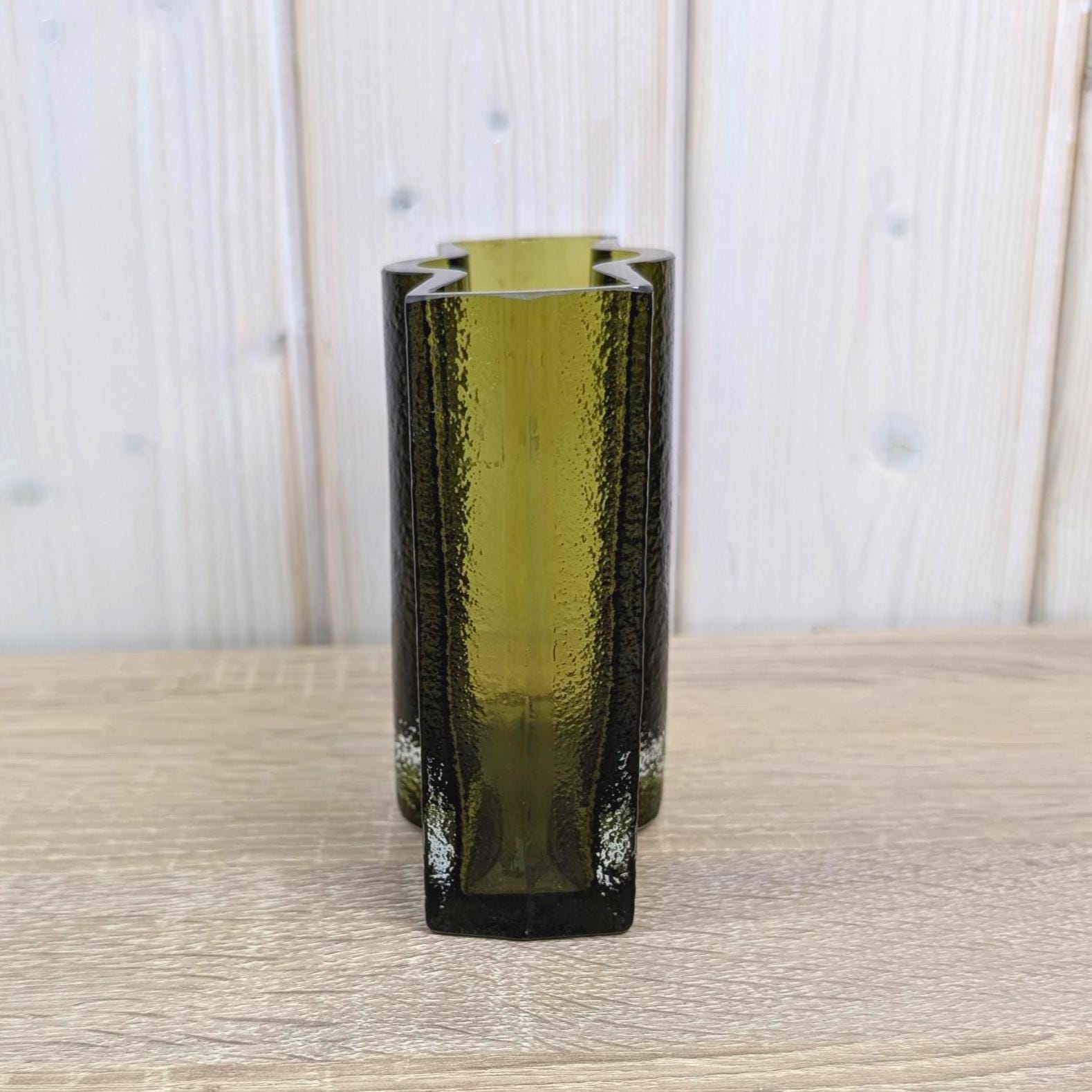 Vintage Nanny Still Riihimäki Olive Green Glass Vase, Finnish Art Glass, 1960s