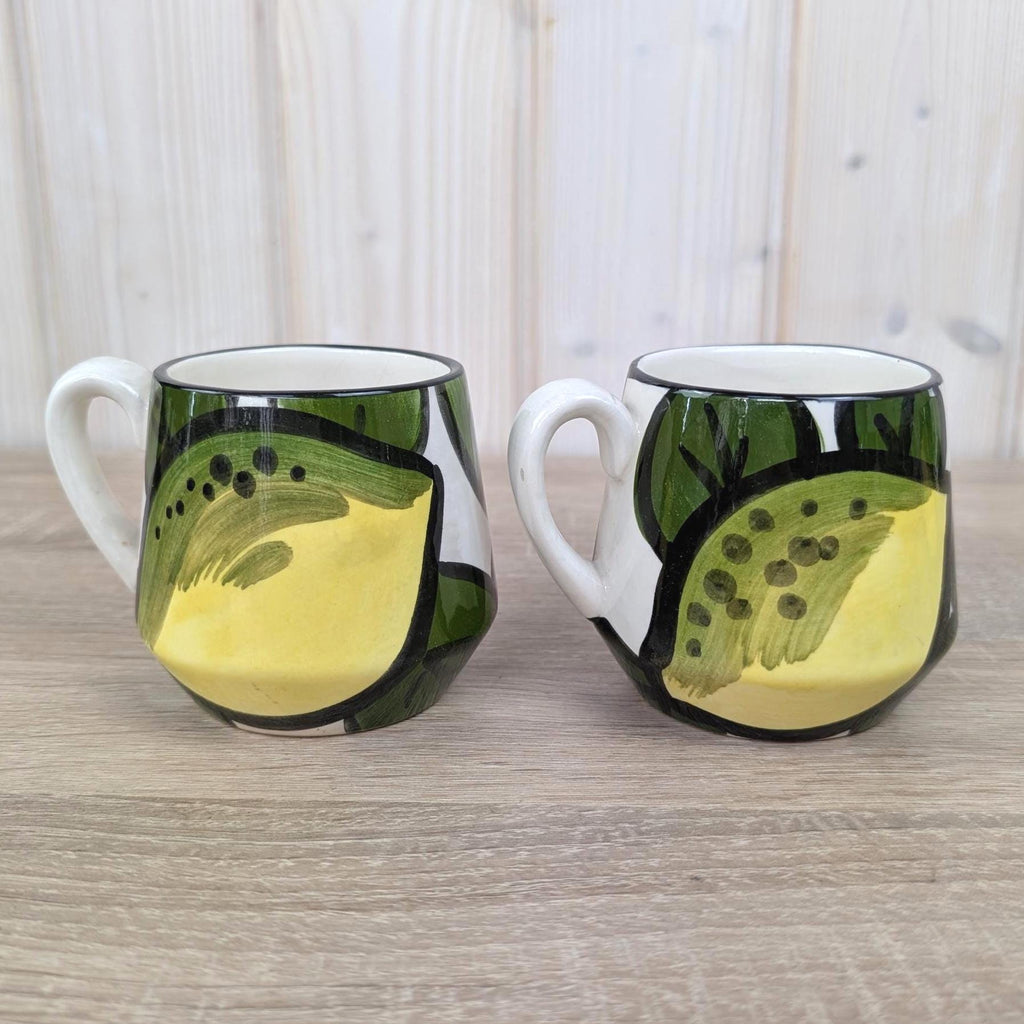Schramberg Monaco Fruit Mugs Set of 6, Vintage German Ceramic Coffee Cups, 1970s