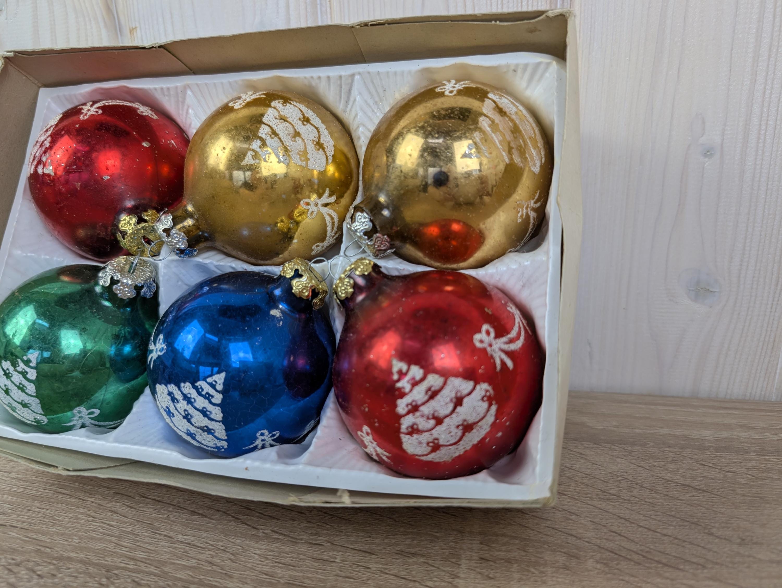 Martin Ziegler Glass Christmas Ornaments, German Holiday Decor Set, vintage