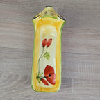 French Ceramic Pig Dish, Fait Main Handmade, Yellow Glaze Red Poppy, TDF Pottery, Quirky Folk Ceramic Tray, 1970s 1980s