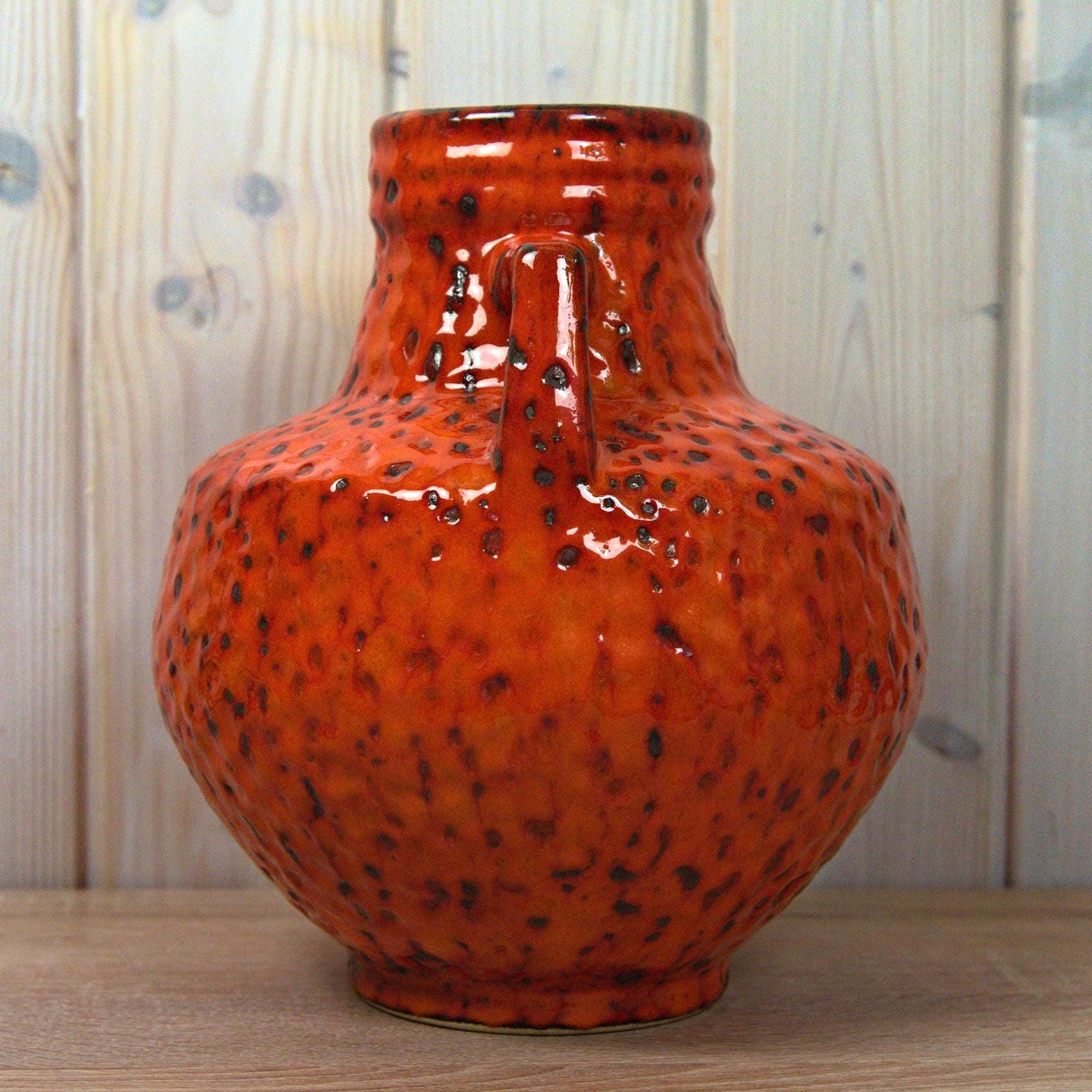 Fohr Fat Lava Vase, Model 388-25, West German Pottery, Volcanic Glaze, Vintage 1970s