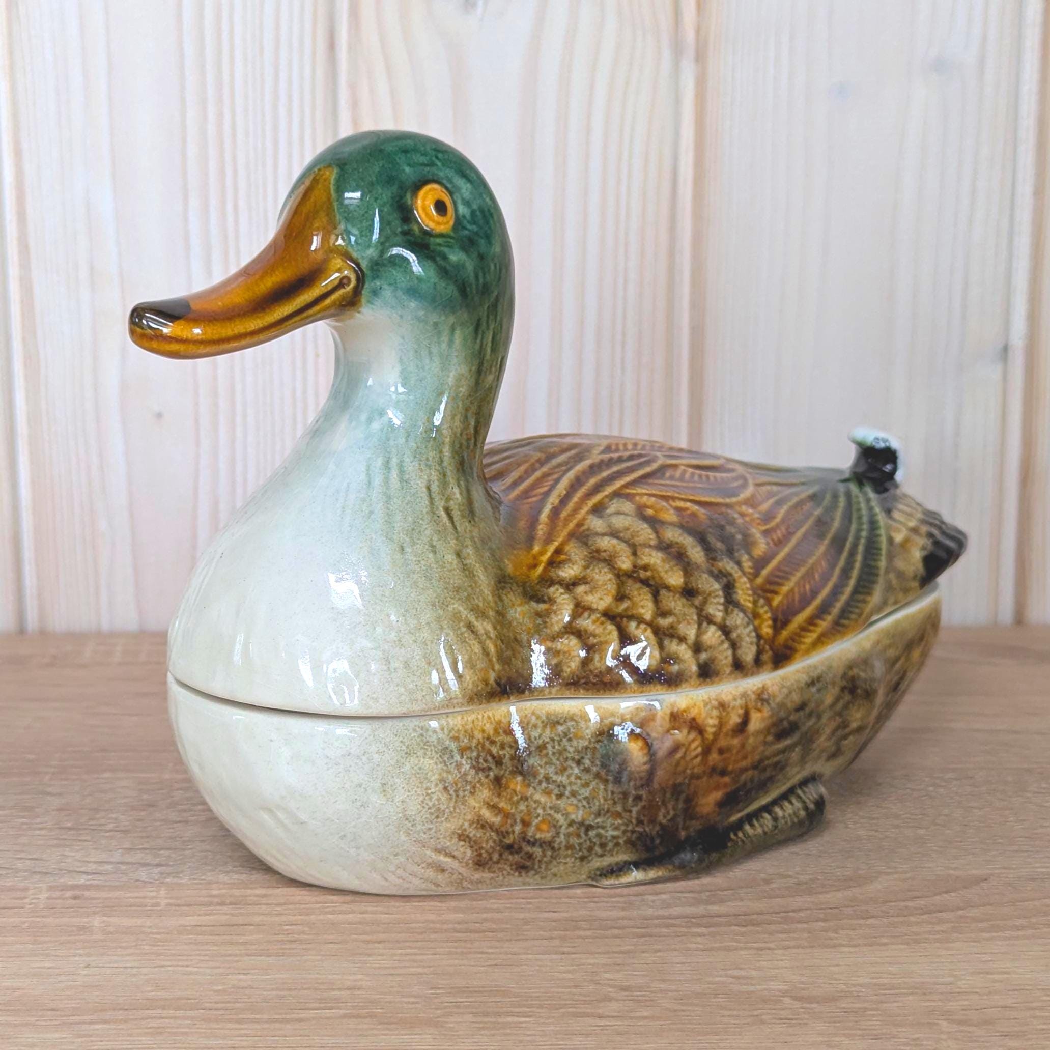Subtil Portugal Mallard Duck Tureen, Ceramic Lidded Dish, P62A, Vintage 1970s
