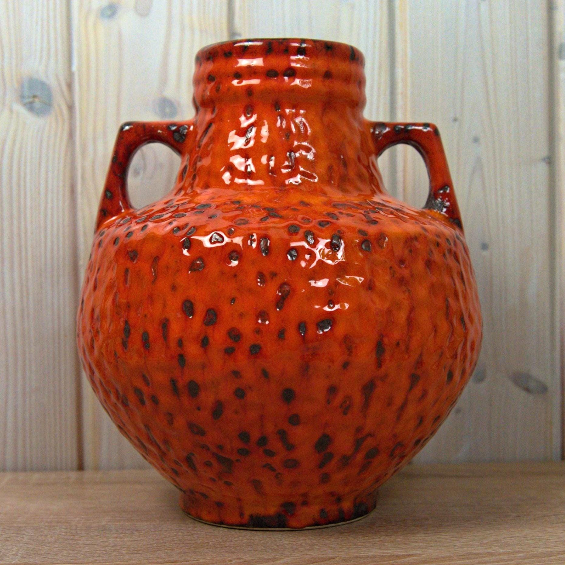 Fohr Fat Lava Vase, Model 388-25, West German Pottery, Volcanic Glaze, Vintage 1970s