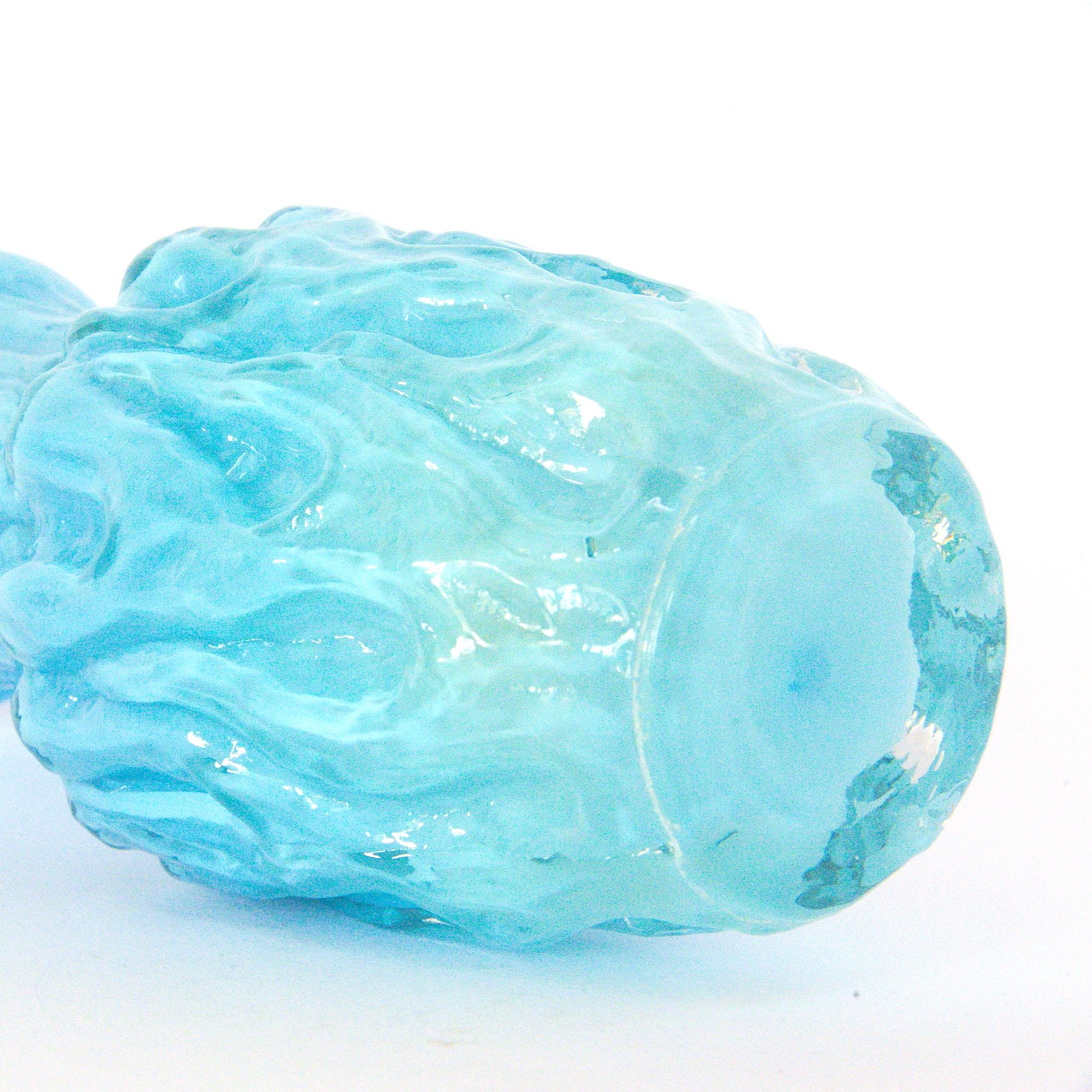 1960s Ingrid Glass Vase Blue Turquoise Vintage
