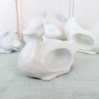 Set of 4 Vintage White Ceramic Napkin Rings, Farm Animals, Rabbit Duck Pig Rooster, Made in Japan, 1970s