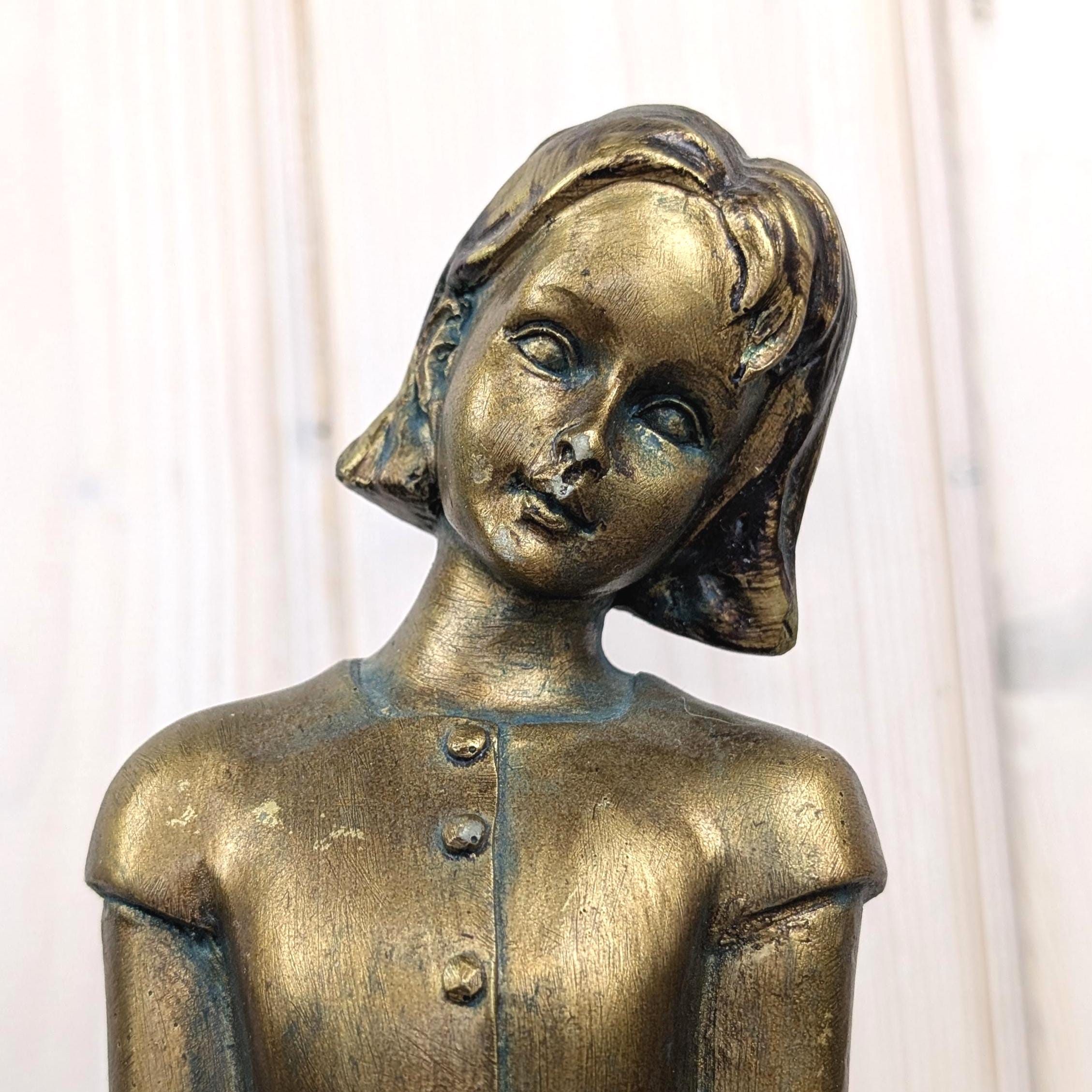 Art Nouveau Vintage Girl Candle Holder Figurine, Ceramic, 1960s